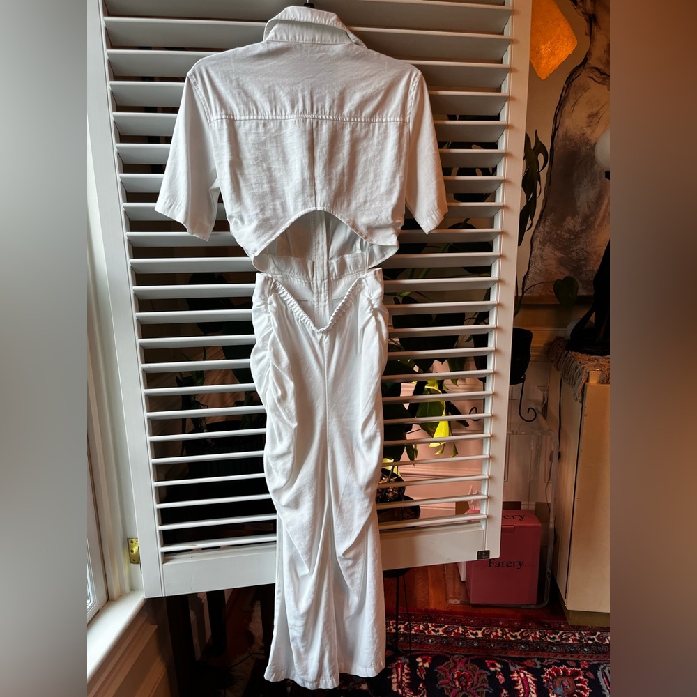 Source Unknown White Backless Button-Front Midi D… - image 4